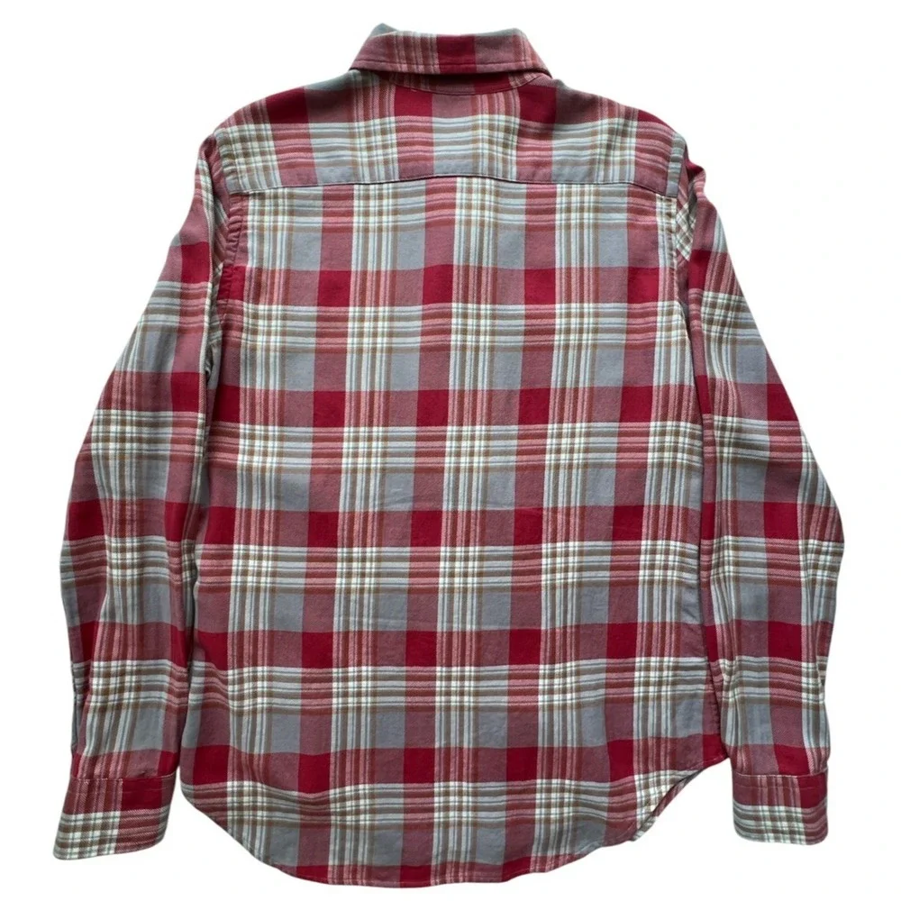 Polo Ralph Lauren Shirt Plaid Flannel Mens M Red Tan Gray Blue Pony Cotton RARE